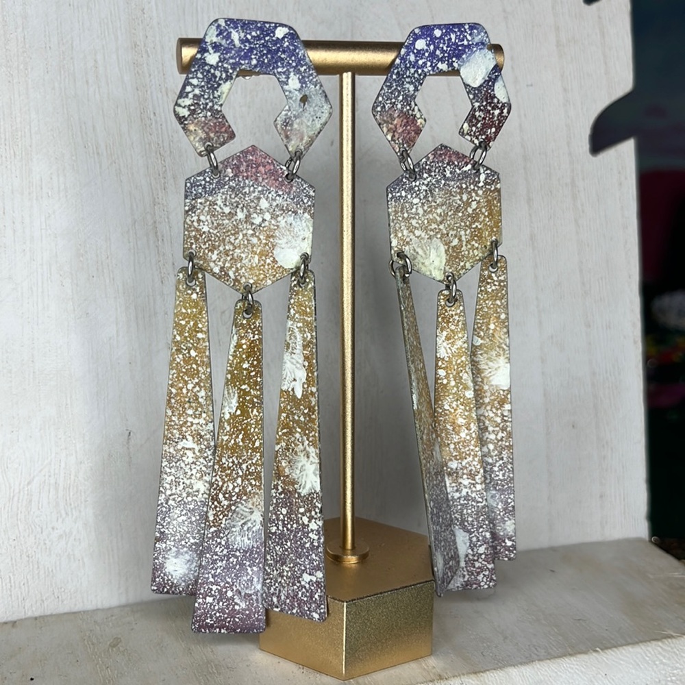 Free People We Dream In Colour Ombré Paint Splatter Metal Dangles